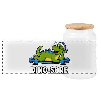 Dino Sore Gym, musculation, entraînement de fitness - Boîte à biscuits avec couvercle en bois - blanc - Devant