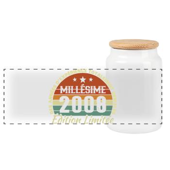 18 Jahre 2008 Vintage Retro Geburtstag - Panorama Keksdose mit Holzdeckel - Weiß - Vorne