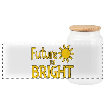 Future Is Bright - Sun - Panoramic Cookie Jar with Wooden Lid - white - Front