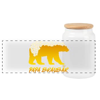 Soon DAD BROWN BEAR Father BROWN BEAR Fatherhood Funny - Panoramic Cookie Jar with Wooden Lid - white - Front