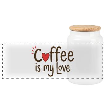 Coffee is my love coffee saying - Panoramic Cookie Jar with Wooden Lid - white - Front