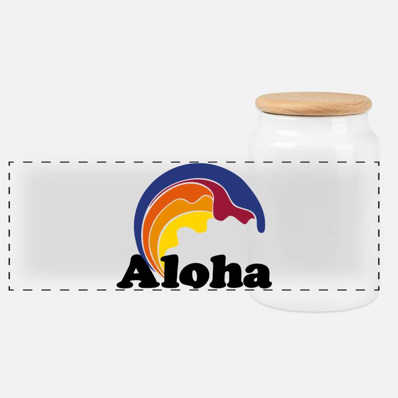 Aloha - Panorama Keksdose mit Holzdeckel - Weiß