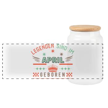 Legenden sind im April geboren-vintage Geburtstag  - Panorama Keksdose mit Holzdeckel - Weiß - Vorne