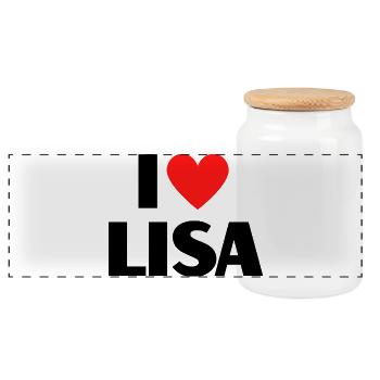 J'aime Lisa Red Heart Love Fan Gift - Boîte à biscuits avec couvercle en bois - blanc - Devant