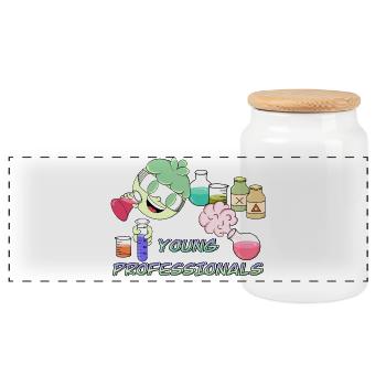 Young Professionals - Panoramic Cookie Jar with Wooden Lid - white - Front