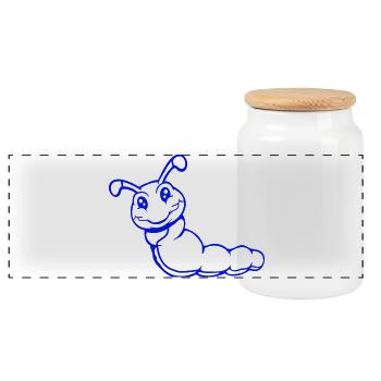 Chenille douce douce petits sourires amicale heureuse - Boîte à biscuits avec couvercle en bois - blanc - Devant