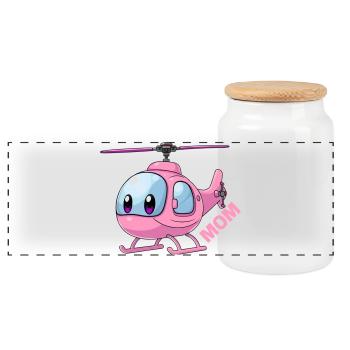 Helicopter Mother - Panoramic Cookie Jar with Wooden Lid - white - Front