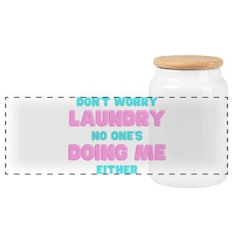 Citation ludique sur le bricolage de la lessive - Boîte à biscuits avec couvercle en bois - blanc - Devant