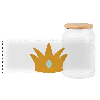 Elegant Crown with Jewel Accent - Panoramic Cookie Jar with Wooden Lid - white - Front