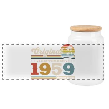 66e anniversaire Original septembre 1959 - Boîte à biscuits avec couvercle en bois - blanc - Devant