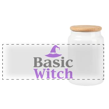 Basic Witch Halloween Saying Quote - Panoramic Cookie Jar with Wooden Lid - white - Front