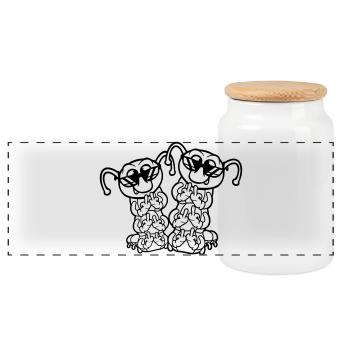 2 Caterpillar Middle Finger Insult Sunglasses Team - Panoramic Cookie Jar with Wooden Lid - white - Front
