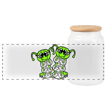 2 Caterpillar Middle Finger Insult Sunglasses Team - Panoramic Cookie Jar with Wooden Lid - white - Front