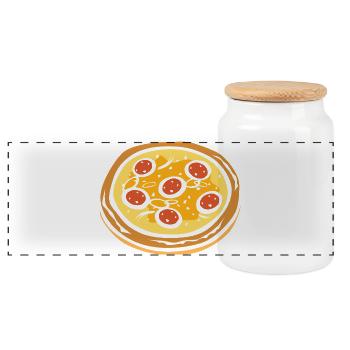 Pizza Salami Design – Lustiges Food Motiv - Panorama Keksdose mit Holzdeckel - Weiß - Vorne