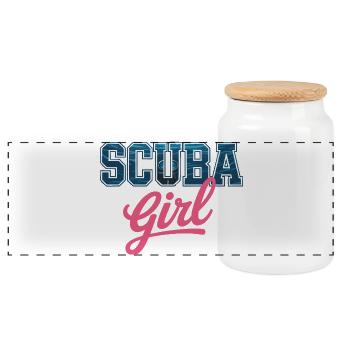Conception de plongée sous-marine pour fille - Boîte à biscuits avec couvercle en bois - blanc - Devant
