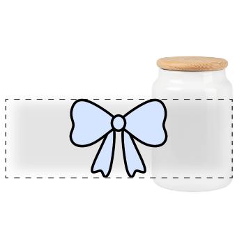 Conception délicate de l’arc bleu clair - Boîte à biscuits avec couvercle en bois - blanc - Devant