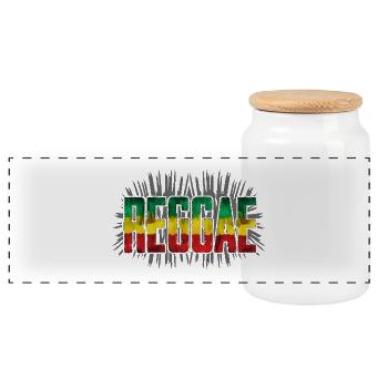 Reggae Symbol Design - Panorama Keksdose mit Holzdeckel - Weiß - Vorne
