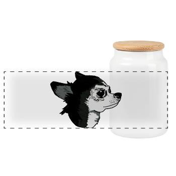 Illustration de chien tendre de style mignon - Boîte à biscuits avec couvercle en bois - blanc - Devant