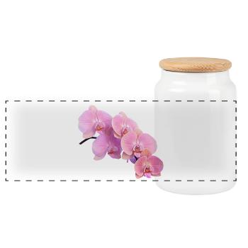 Pink Orchid Isolated Clipart  - Panoramic Cookie Jar with Wooden Lid - white - Front
