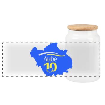Aube 10 Carte Regionale Coeur - Panoramic Cookie Jar with Wooden Lid - white - Front