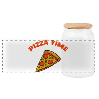 Bande dessinée Pizza - Boîte à biscuits avec couvercle en bois - blanc - Devant