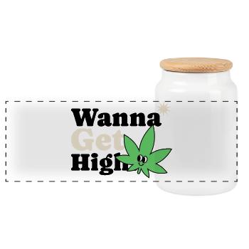 Shamrock Cartoon Charm - Panoramic Cookie Jar with Wooden Lid - white - Front