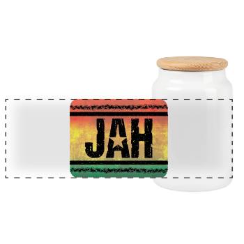 Jah Star dans le style Reggae Vintage - Boîte à biscuits avec couvercle en bois - blanc - Devant