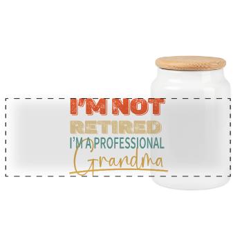 Not retired pro Grand-Mère - Panoramic Cookie Jar with Wooden Lid - white - Front