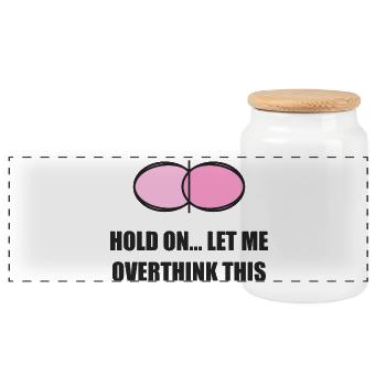 Overthinking Club - Panoramic Cookie Jar with Wooden Lid - white - Front