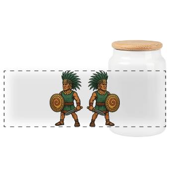 Double guerrier aztèque - Boîte à biscuits avec couvercle en bois - blanc - Devant