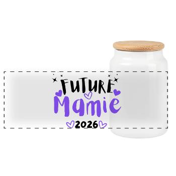 Future Granny 2026 - Panoramic Cookie Jar with Wooden Lid - white - Front