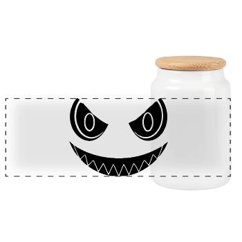 Böses Lächeln Halloween - Panorama Keksdose mit Holzdeckel - Weiß - Vorne