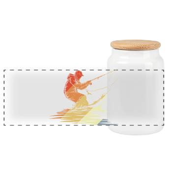 Pêche Graphique Style Rétro - Boîte à biscuits avec couvercle en bois - blanc - Devant