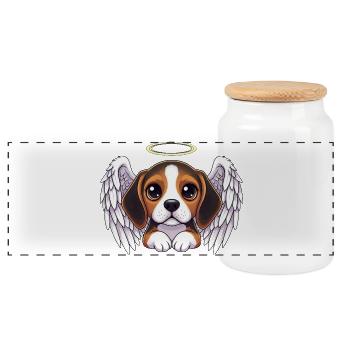 Beagle Engel Weihnacht Cartoon Liebe Treue Freund - Panorama Keksdose mit Holzdeckel - Weiß - Vorne