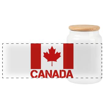 Maple Leaf Canada Flag Art - Panoramic Cookie Jar with Wooden Lid - white - Front