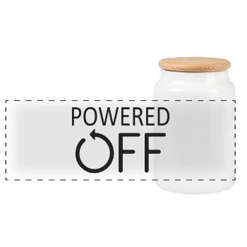 POWERED OFF Switched off and in sleep mode - Panoramic Cookie Jar with Wooden Lid - white - Front