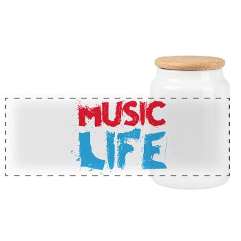 Music life - Panoramic Cookie Jar with Wooden Lid - white - Front