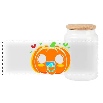 Gender Reveal Halloween Team Boy - Panoramic Cookie Jar with Wooden Lid - white - Front