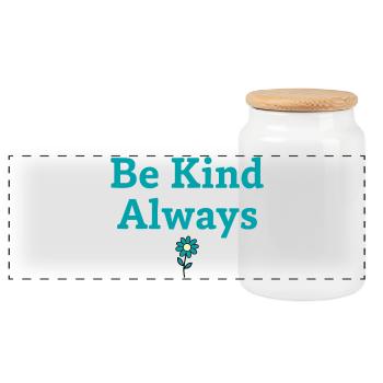 Be Kind Always Statement Spruch - Panorama Keksdose mit Holzdeckel - Weiß - Vorne