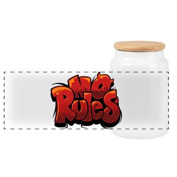 Keine Regeln Graffiti Urban Red - Panorama Keksdose mit Holzdeckel - Weiß - Vorne