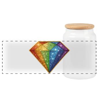 Rainbow Glitter Diamond - Panoramic Cookie Jar with Wooden Lid - white - Front