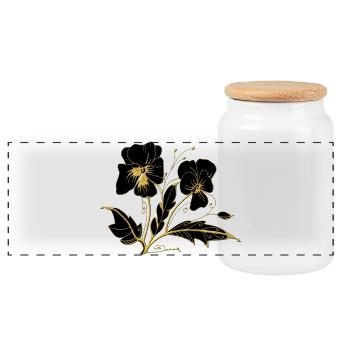 Blumen - Panorama Keksdose mit Holzdeckel - Weiß - Vorne
