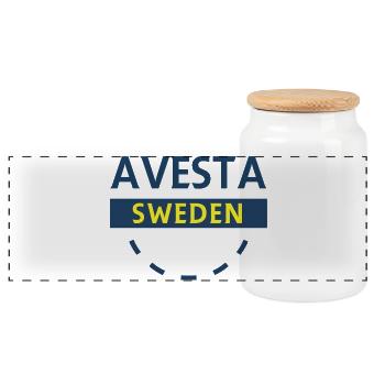 AvestA Sweden Emblem - Panoramic Cookie Jar with Wooden Lid - white - Front