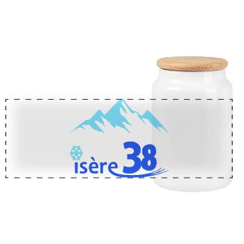 Isère 38 logo - Panoramic Cookie Jar with Wooden Lid - white - Front