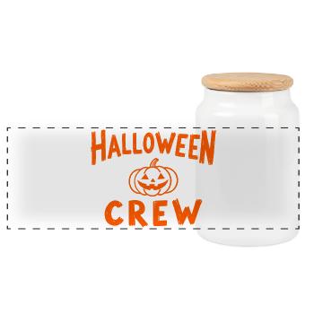Équipe d’Halloween Pumpkin Head Troop - Boîte à biscuits avec couvercle en bois - blanc - Devant