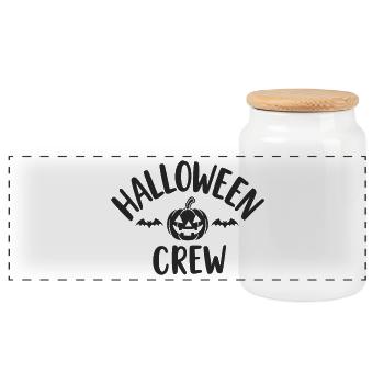Équipe d’Halloween Pumpkin Head Troop - Boîte à biscuits avec couvercle en bois - blanc - Devant