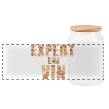 Expert en Vin – Design en bouchons de vin - Panoramic Cookie Jar with Wooden Lid - white - Front
