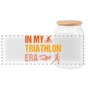 Triathlon Natation Cyclisme Course à pied Sports vintage - Boîte à biscuits avec couvercle en bois - blanc - Devant