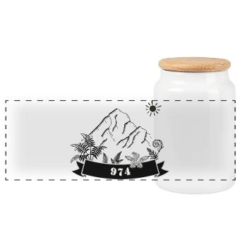 Berge 974 Natur Banner - Panorama Keksdose mit Holzdeckel - Weiß - Vorne