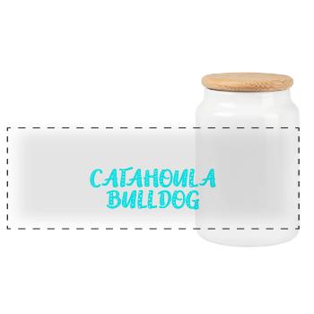 Catahoula Bulldog - Panorama Keksdose mit Holzdeckel - Weiß - Vorne